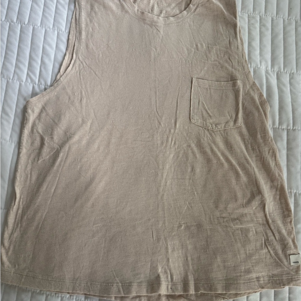 Vuori Women's Tank Top in Light Beige with Chest Pocket